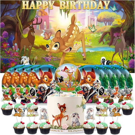 Bambi Party Supplies Decor Decorations Plates Background Cake Topper Fans Banner Backdrop