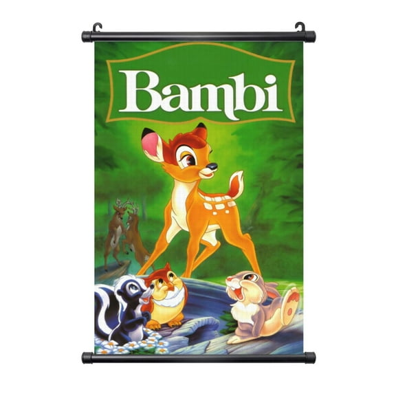 Bambi Poster Plastic Shaft Wall Hanging Banner Artwork Canvas Wall Art Painting Decor For Home Living Room Bedroom Office 16"X24"