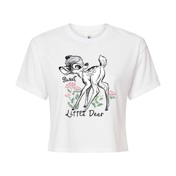 Bambi - Sweet Little Deer - Juniors Cropped Cotton Blend T-Shirt