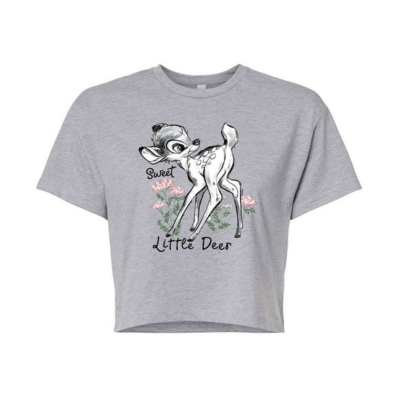 Bambi - Sweet Little Deer - Juniors Cropped Cotton Blend T-Shirt