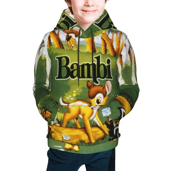 Bambi Teen Boys Girls Hoodies Cartoon Graphic Hooded Sweatshirts Casual Pocket Pullover Coat for Kids
