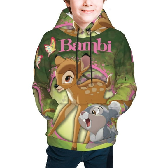Bambi Teen Boys Girls Hoodies Cartoon Graphic Hooded Sweatshirts Casual Pocket Pullover Coat for Kids