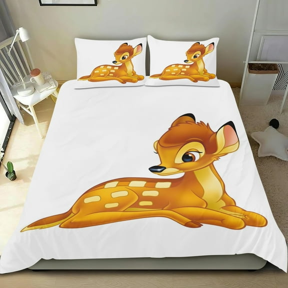 Bambi Themed Bed Sheet Set Three Piece Set 53x79 Inches Comfortable And Skin Friendly Unique Design Creating A Star Studded Night