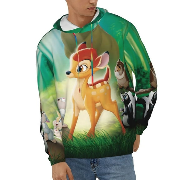 Bambi Unisex Hoodies 3D Print Hooded Sweatshirt for Men Women, Long Sleeve Fall Pullover Top with Pockets