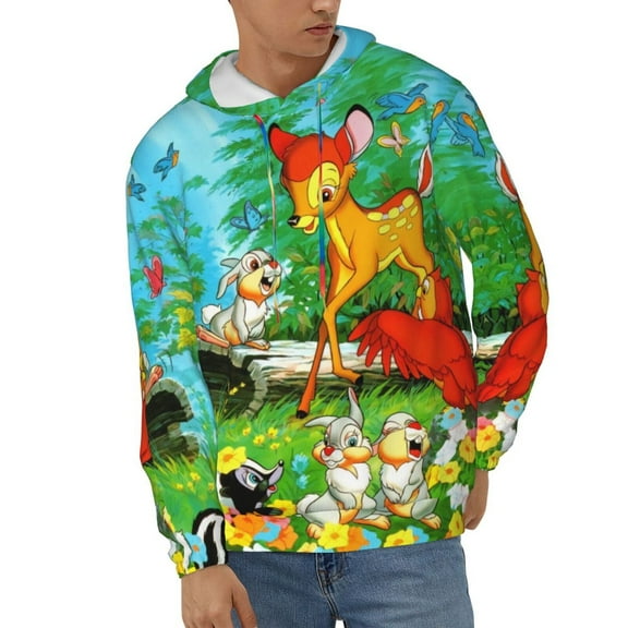 Bambi Unisex Hoodies 3D Print Hooded Sweatshirt for Men Women, Long Sleeve Fall Pullover Top with Pockets
