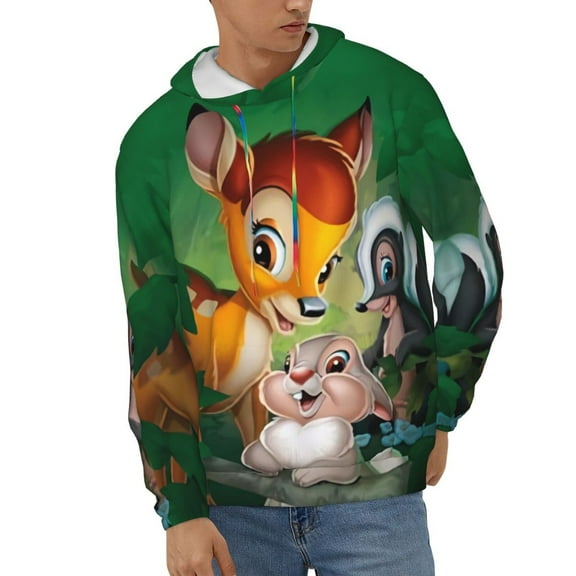 Bambi Unisex Hoodies 3D Print Hooded Sweatshirt for Men Women, Long Sleeve Fall Pullover Top with Pockets
