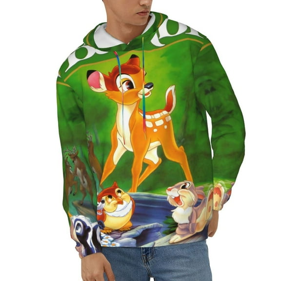 Bambi Unisex Hoodies 3D Print Hooded Sweatshirt for Men Women, Long Sleeve Fall Pullover Top with Pockets