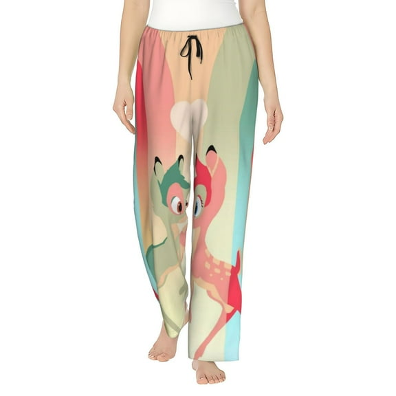 Bambi Women's Pajama Pants Comfy Casual Loose Sleep Bottoms Pants Drawstring Wide Leg Long Lounge Pants