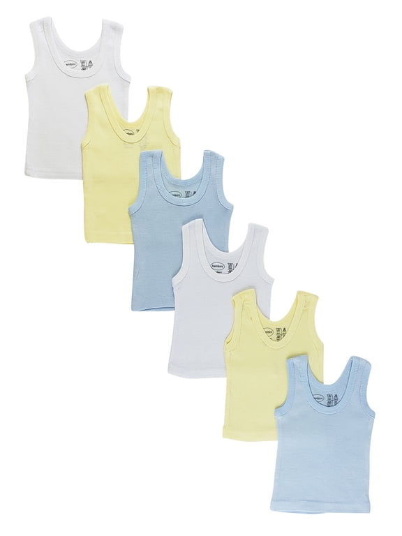 0356 NB Boys Rib Knit Assorted Pastel Sleeveless Tank Top Shirt, New Born - Pack of 6