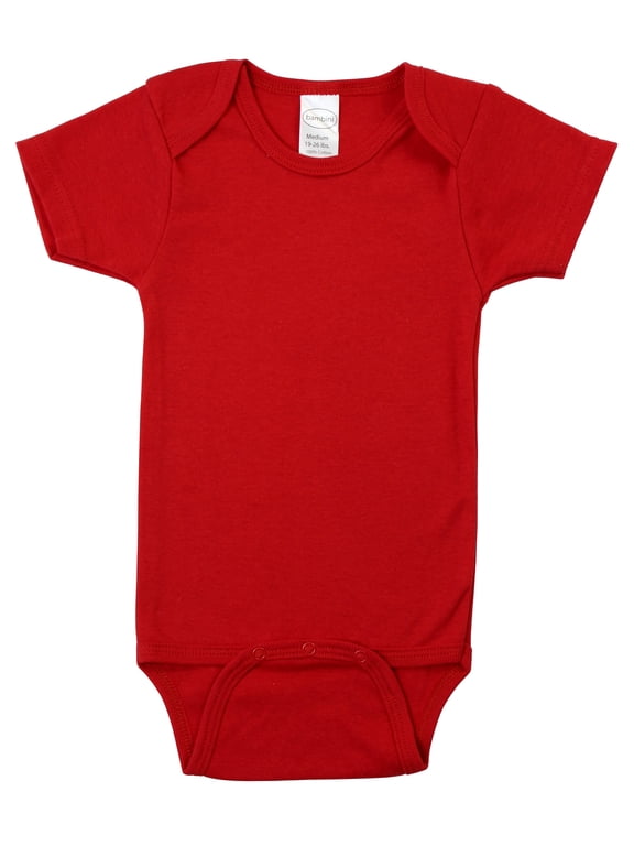 100% Cotton Short Sleeve Baby Bodysuit & One-Piece, Red, NB-S-M-L, 3-Piece