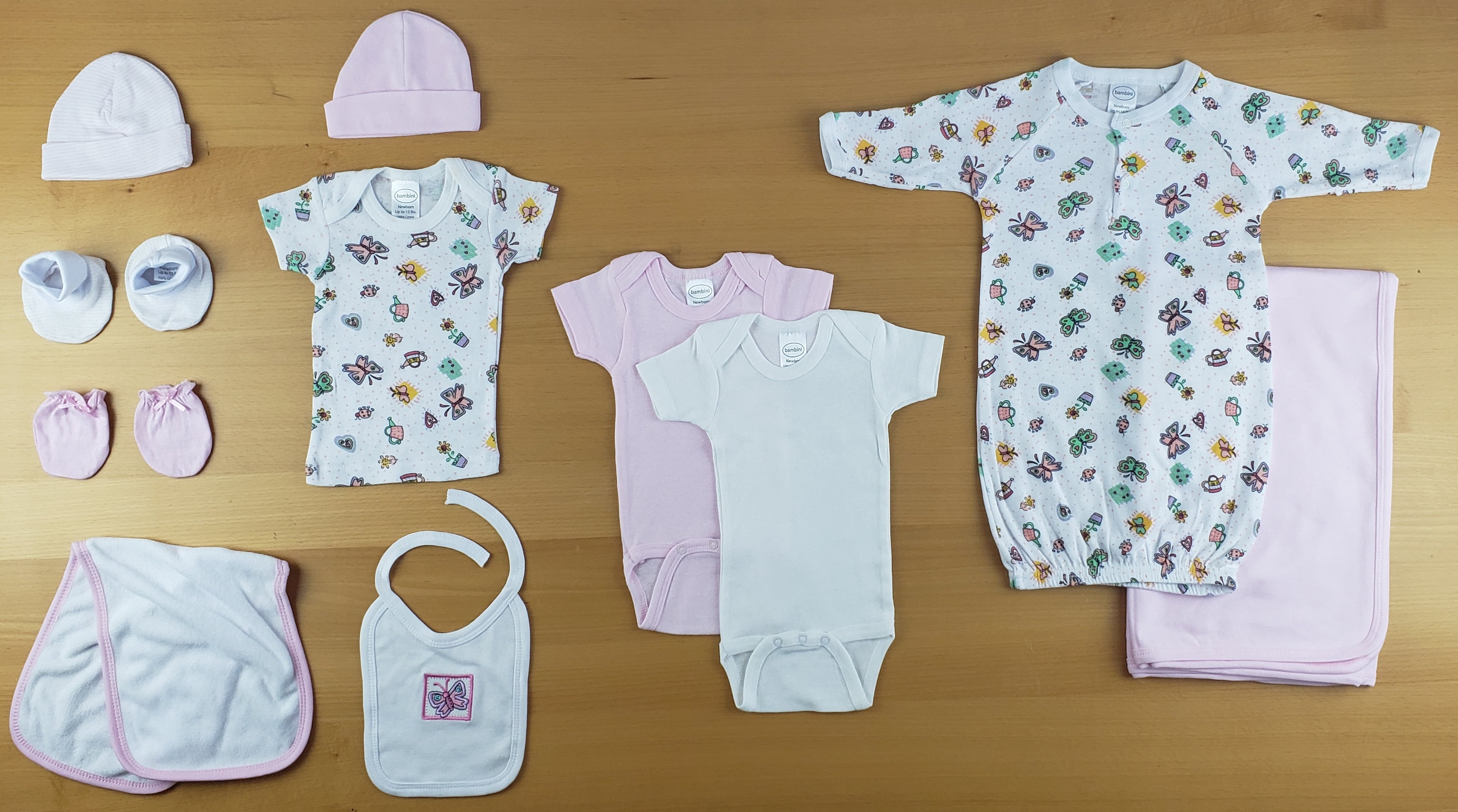 Bambini 11 Pc Baby Girl Newborn Clothes Shower Gift Set