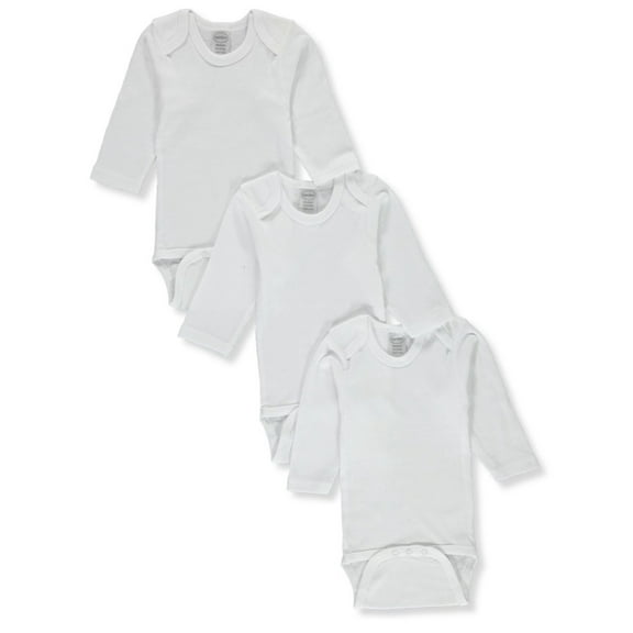 Bambini 3-Pack L/S Bodysuits (Sizes 0M - 24M) - white, 12 - 18 months (Infant)