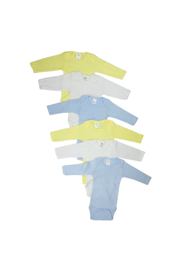 Baby Boy Pastel Long Sleeve Onezie 6 Pack
