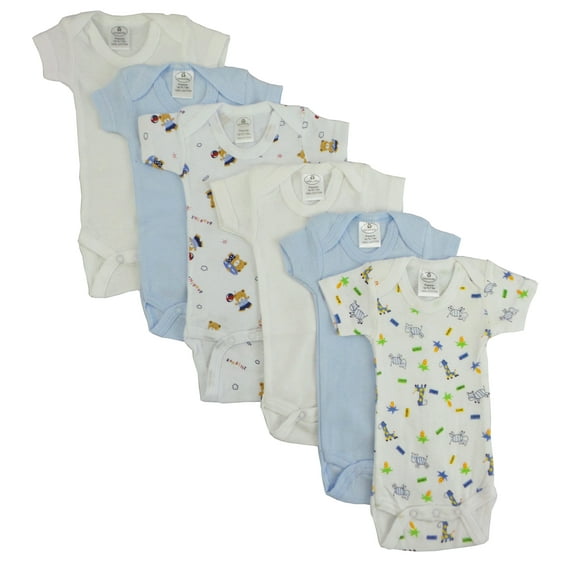 Bambini Baby Boy Preemie Printed Short Sleeve Variety Bodysuits, 6-pack