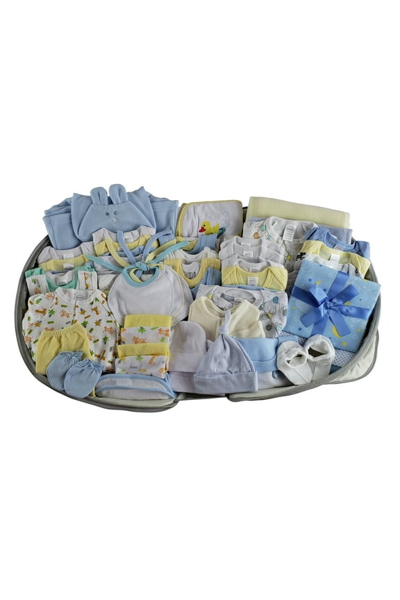 Baby Boys 62pc Clothing Starter Set with Diaper Bag, Blue, Newborn Baby