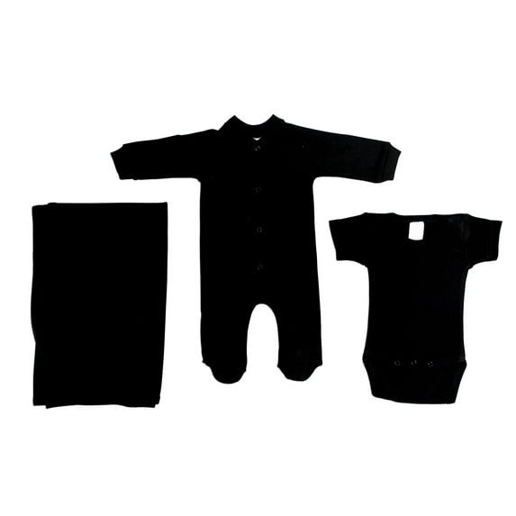 Bambini Black Newborn Baby Shower Layette Gift Set, 3pc (Baby Boys Or Baby Girls, Unisex)