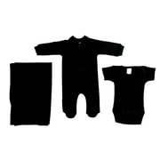 Bambini Black Newborn Baby Shower Layette Gift Set, 3pc (Baby Boys Or Baby Girls, Unisex)