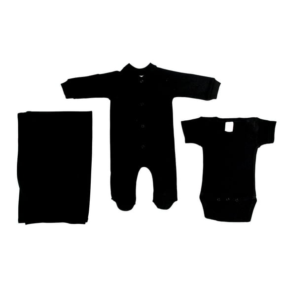 Bambini Black Newborn Baby Shower Layette Gift Set, 3pc (Baby Boys Or Baby Girls, Unisex)