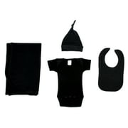 Bambini Black Newborn Baby Shower Layette Gift Set, 4pc (Baby Boys Or Baby Girls, Unisex)