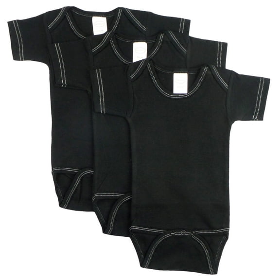 Bambini Black Onezie with White Stitch (Pack of 3)