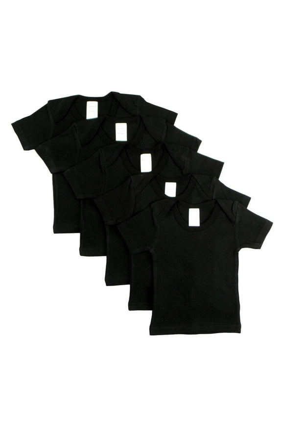 Black Short Sleeve Lap T-Shirts, 5pk (Baby Boys or Baby Girls, Unisex)