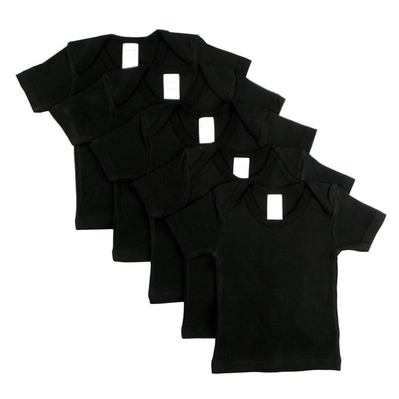 Bambini Black Short Sleeve Lap T-Shirts, 5pk (Baby Boys or Baby Girls, Unisex)