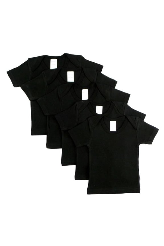 Black Short Sleeve Lap T-Shirts, 5pk (Baby Boys or Baby Girls, Unisex)
