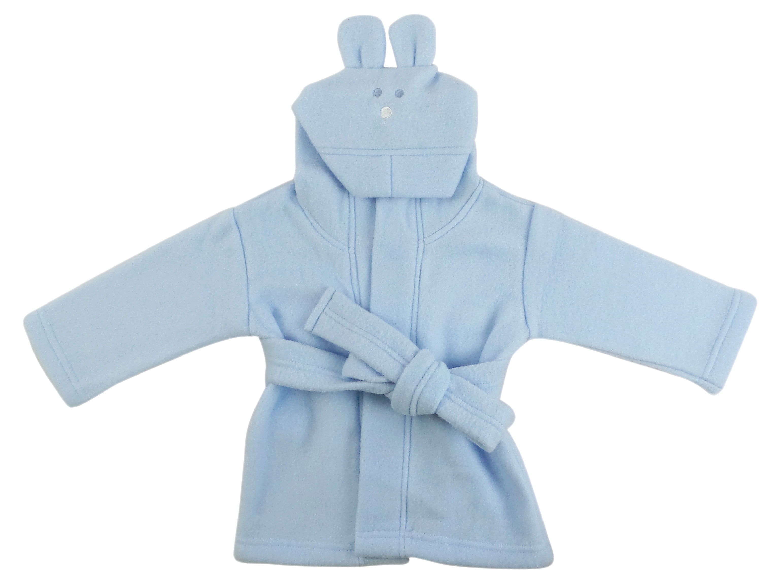 Newborn Blue Fleece Bathrobe with Rabbit Ears Hoodie