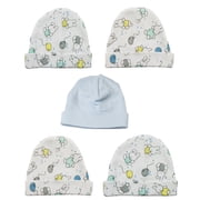 Set of 5 Teddy Bear Printed Cotton Baby Boy Cap, 8-Inches