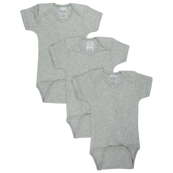 Bambini Grey Short Sleeve Bodysuit Bodysuits, 3pk (Baby Boys or Baby Girls, Unisex)