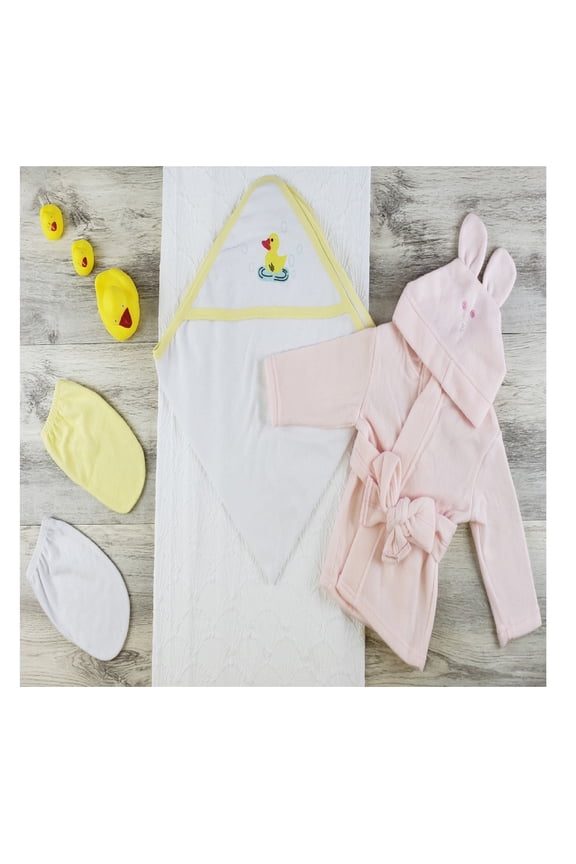 Bambini Hooded Towel, Bath Mittens and Robe