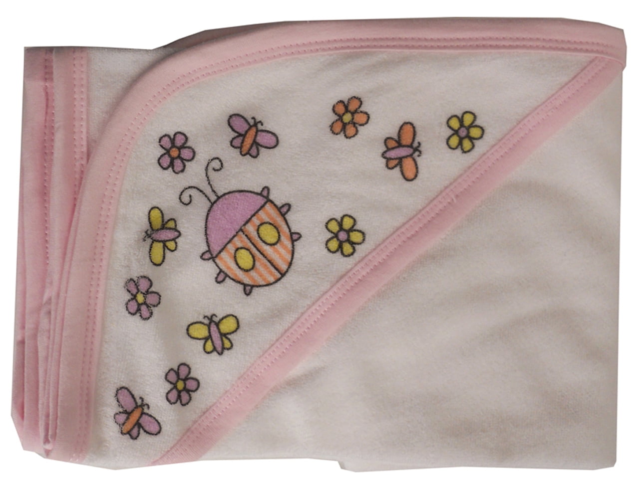 Pink Hooded Cotton and Polyester Baby Washcloth