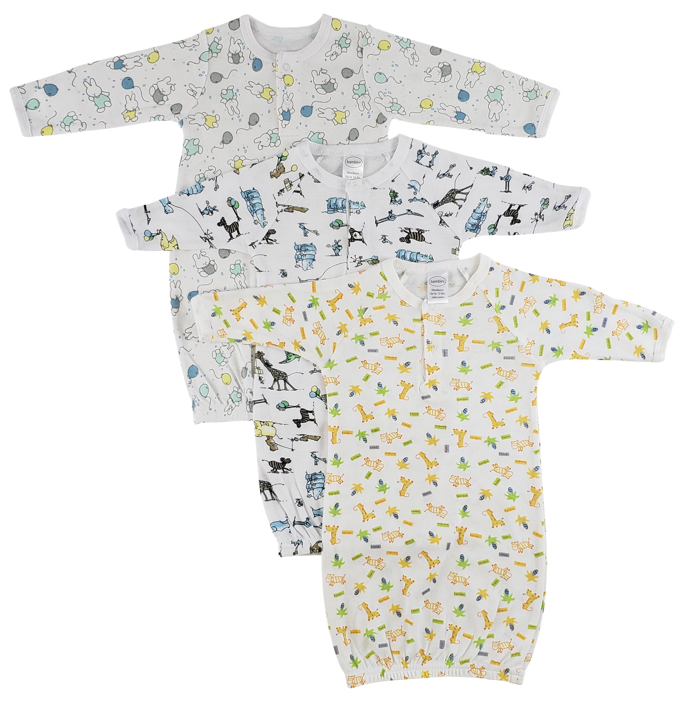 Bambini Infant Gowns - 3 Pack