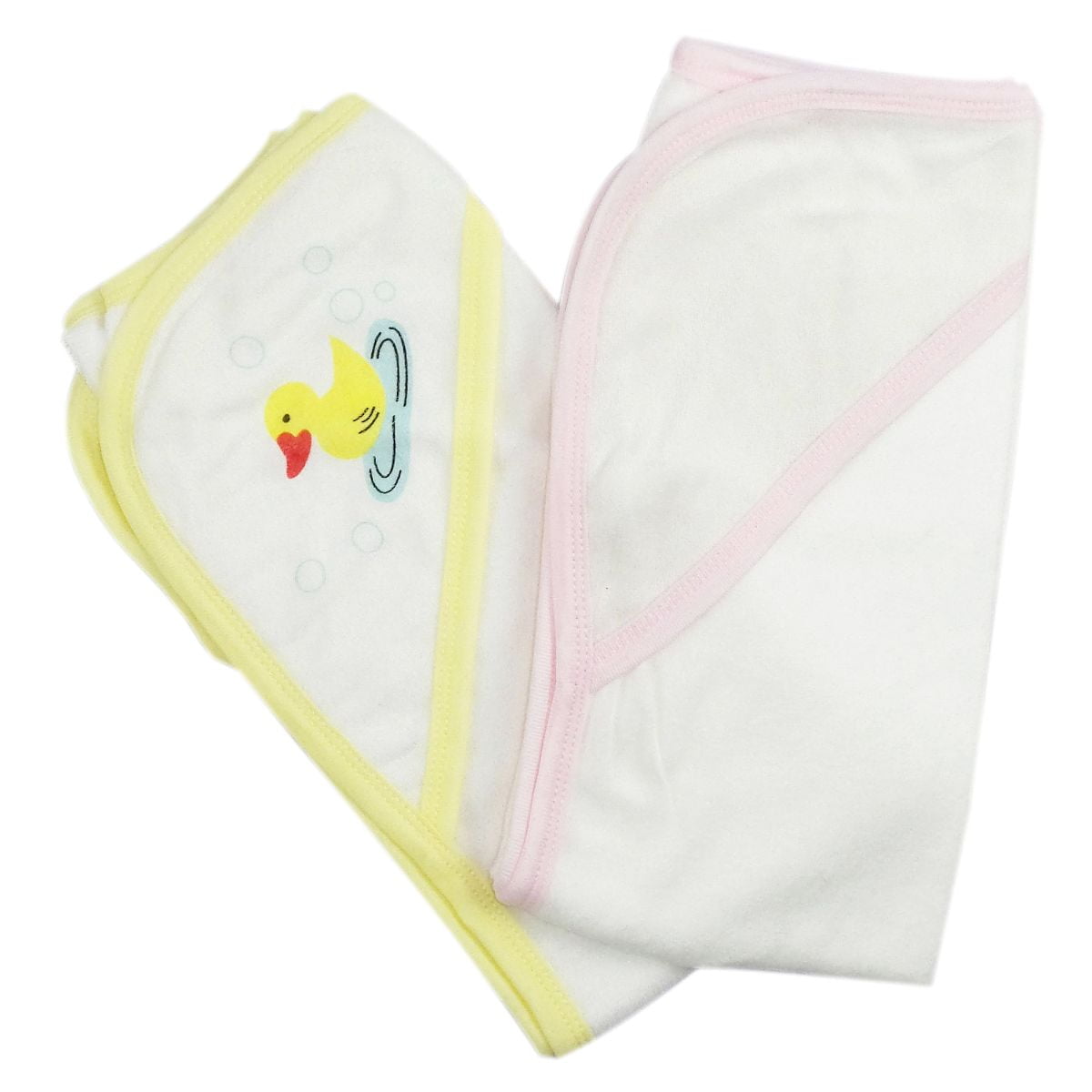 Bambini One Size Pink and Yellow Hooded Cotton Bath Towels Set
