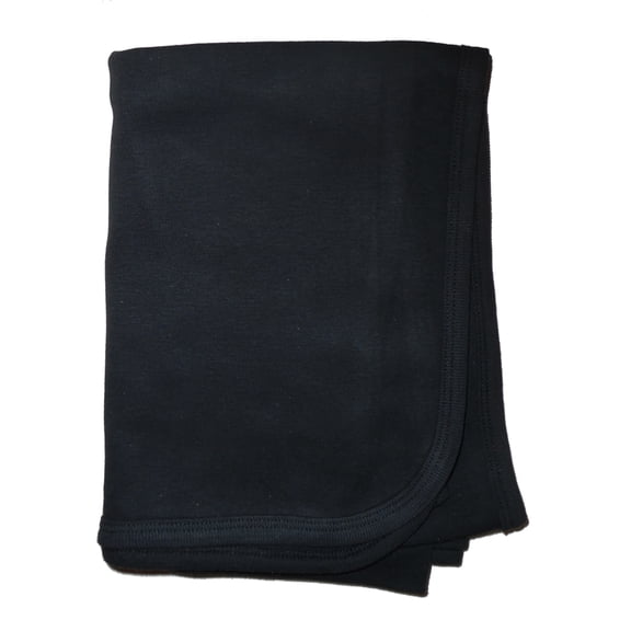 9" Black Interlock Receiving Baby Blanket