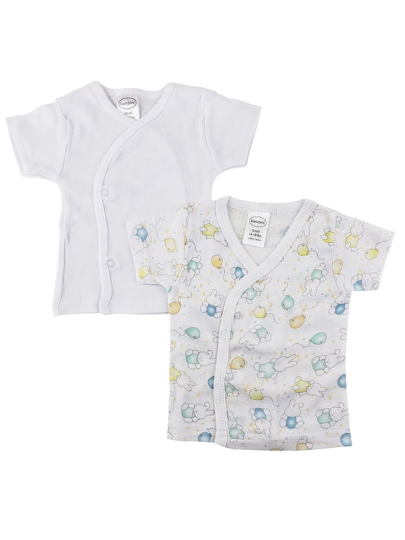 Newborn Infant Side Snap Short Sleeve Shirt - 2 Pack Nc_0200n Color:white