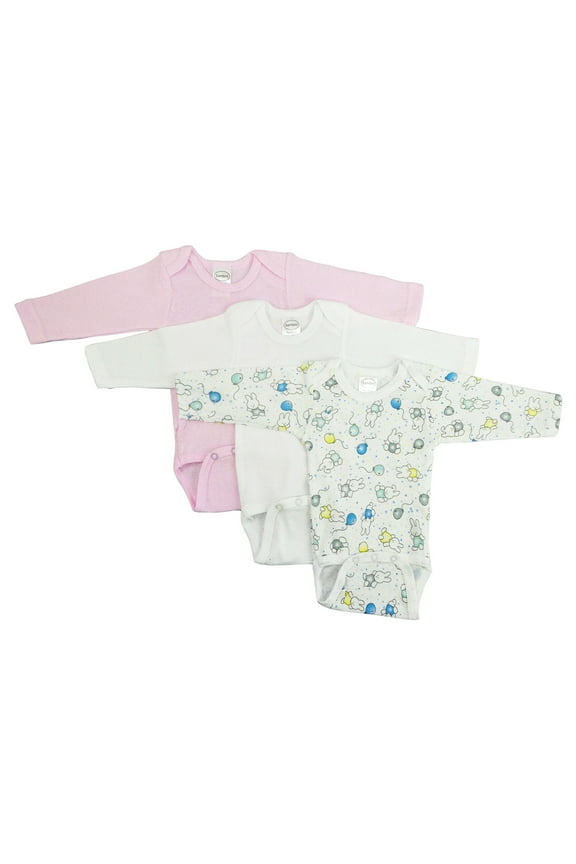 Long Sleeve Variety Printed Bodysuits, 3pk (Baby Girls)