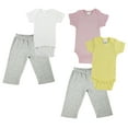 thumbnail image 1 of Bambini Mix N Match Short Sleeve Bodysuits & Track Sweatpants Outfit Sets, 5pc (Baby Boys or Baby Girls, Unisex), 1 of 1