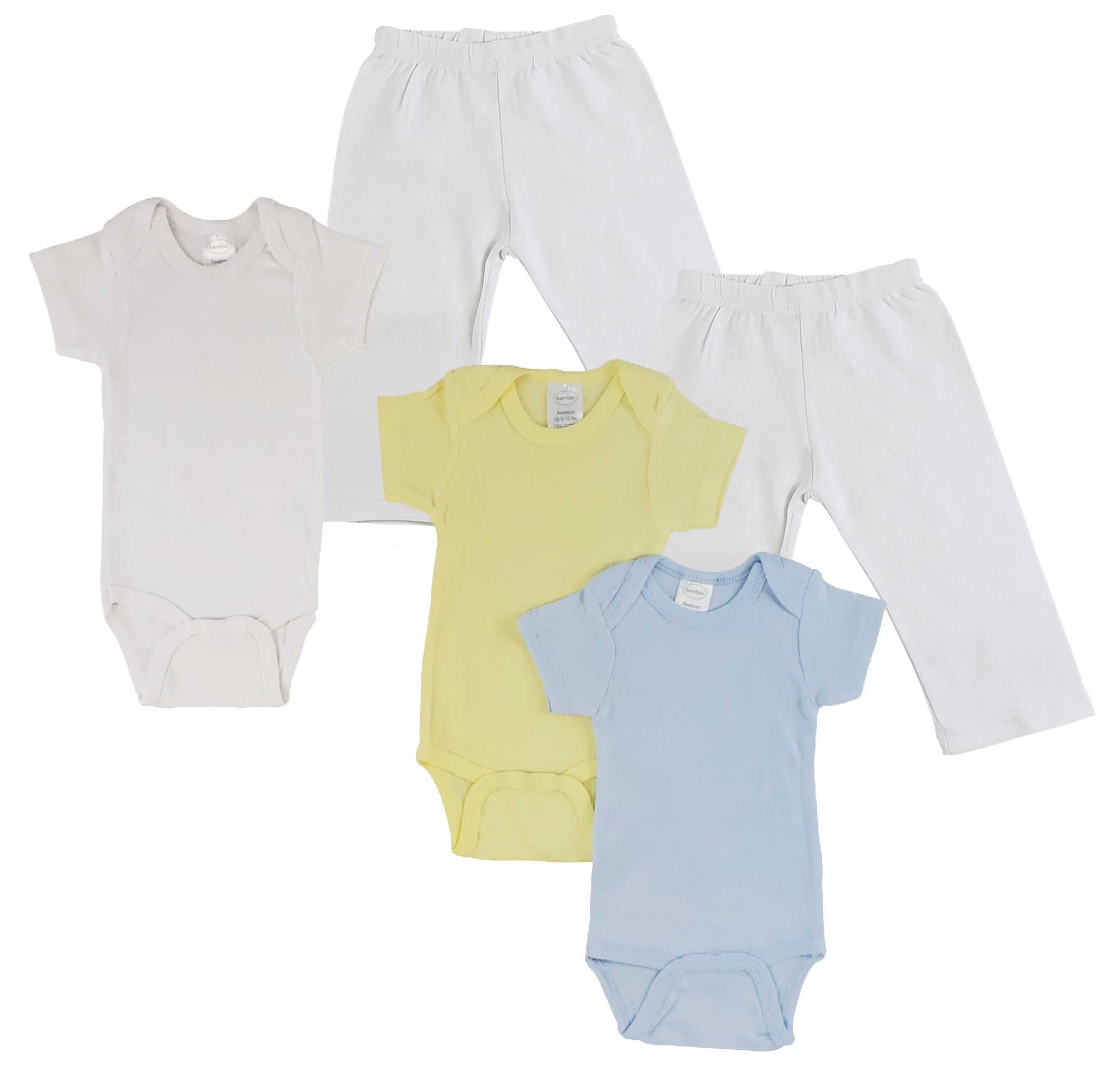 Bambini Mix N Match Short Sleeve Bodysuits & Track Sweatpants Outfit Sets, 5pc (Baby Boys or Baby Girls, Unisex)