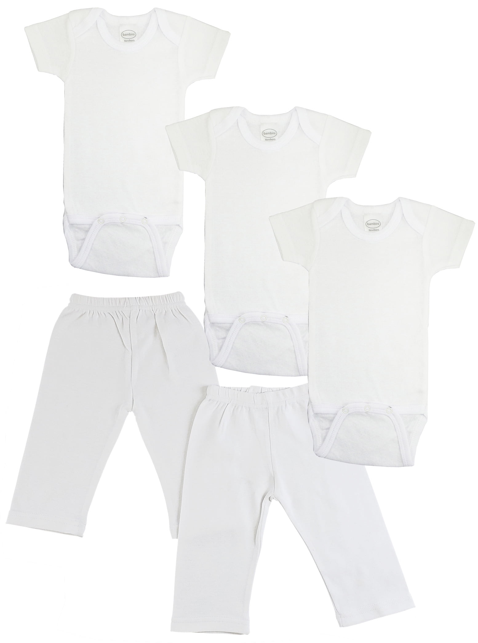 Bambini Mix N Match Short Sleeve Bodysuits & Track Sweatpants Outfit Sets, 5pc (Baby Boys or Baby Girls, Unisex)