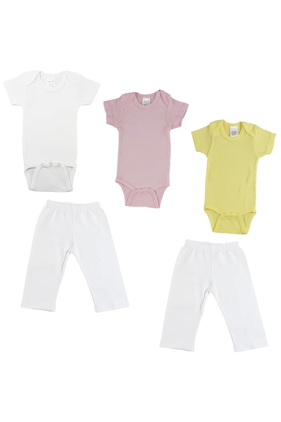 Mix N Match Short Sleeve Bodysuits & Track Sweatpants Outfit Sets, 5pc (Baby Boys or Baby Girls, Unisex)