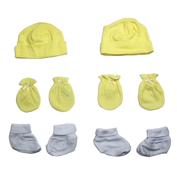Bambini Neutral Cap, Booties and Mittens 6 Piece Layette Set