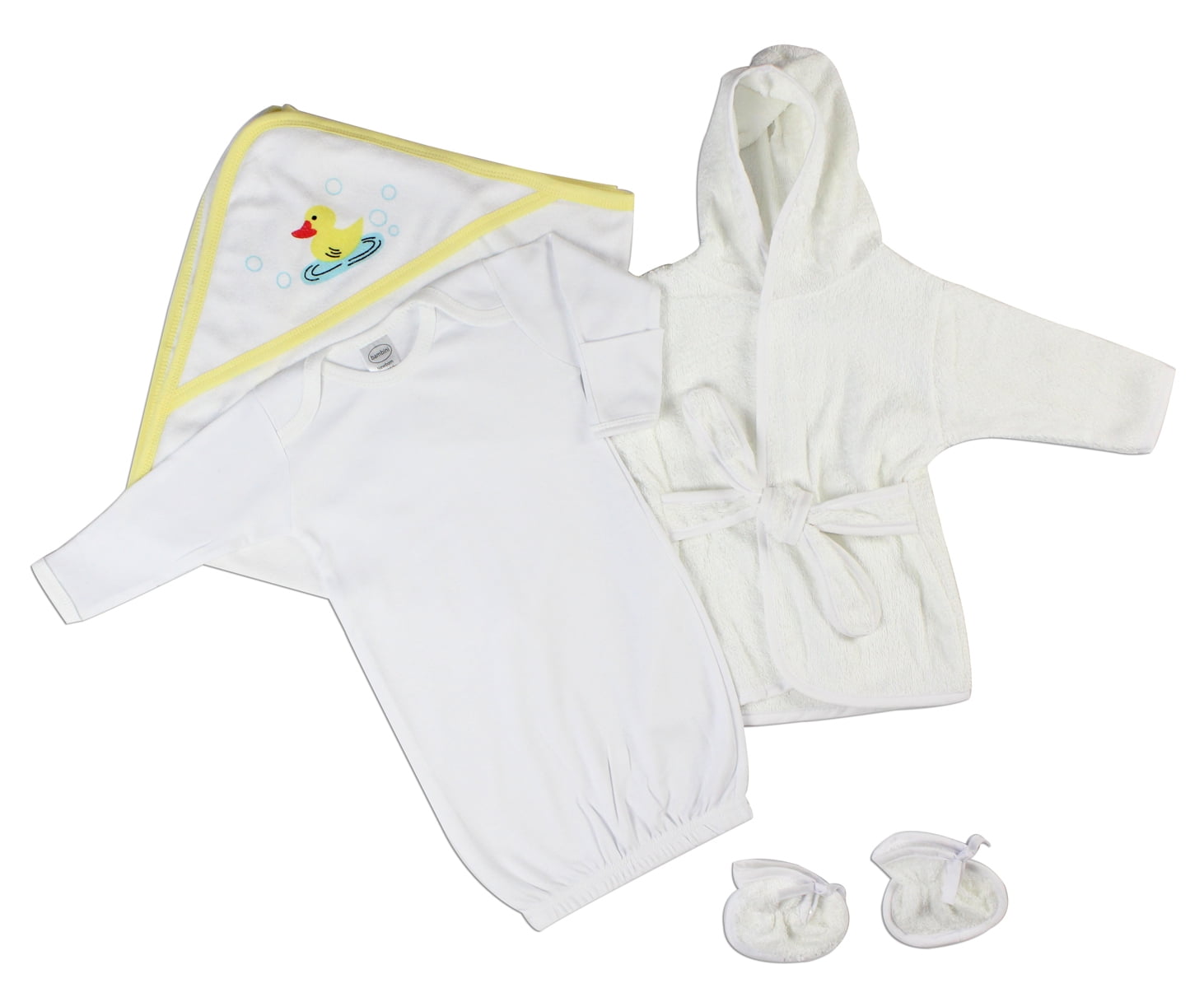 Newborn Unisex White and Yellow Cotton Blend Layette Set