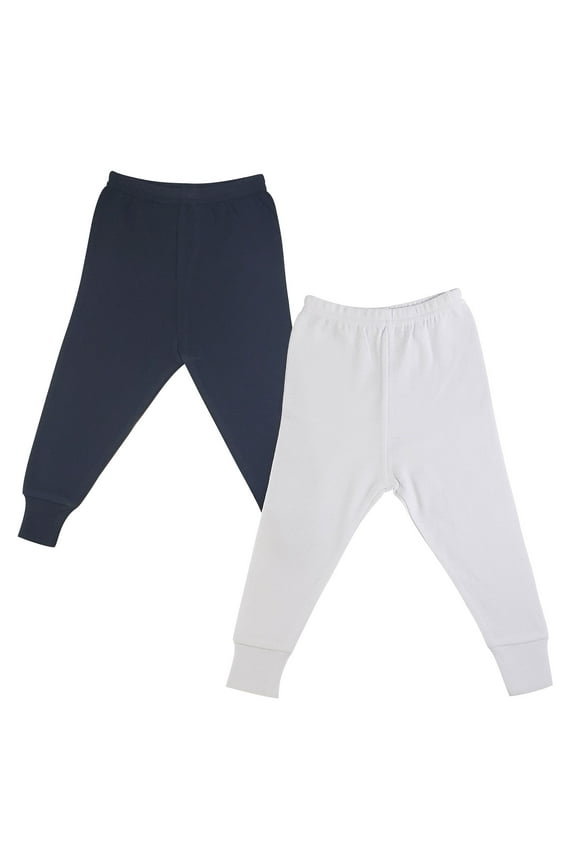 Newborn Baby Boy and Girl Cotton Knit Active White/Black Long Pant with Cuff, 2-Piece