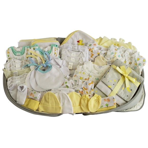 Bambini Newborn Baby Clothing Set Unisex 80pc Baby Clothing Starter Set with Diaper Bag-Yellow