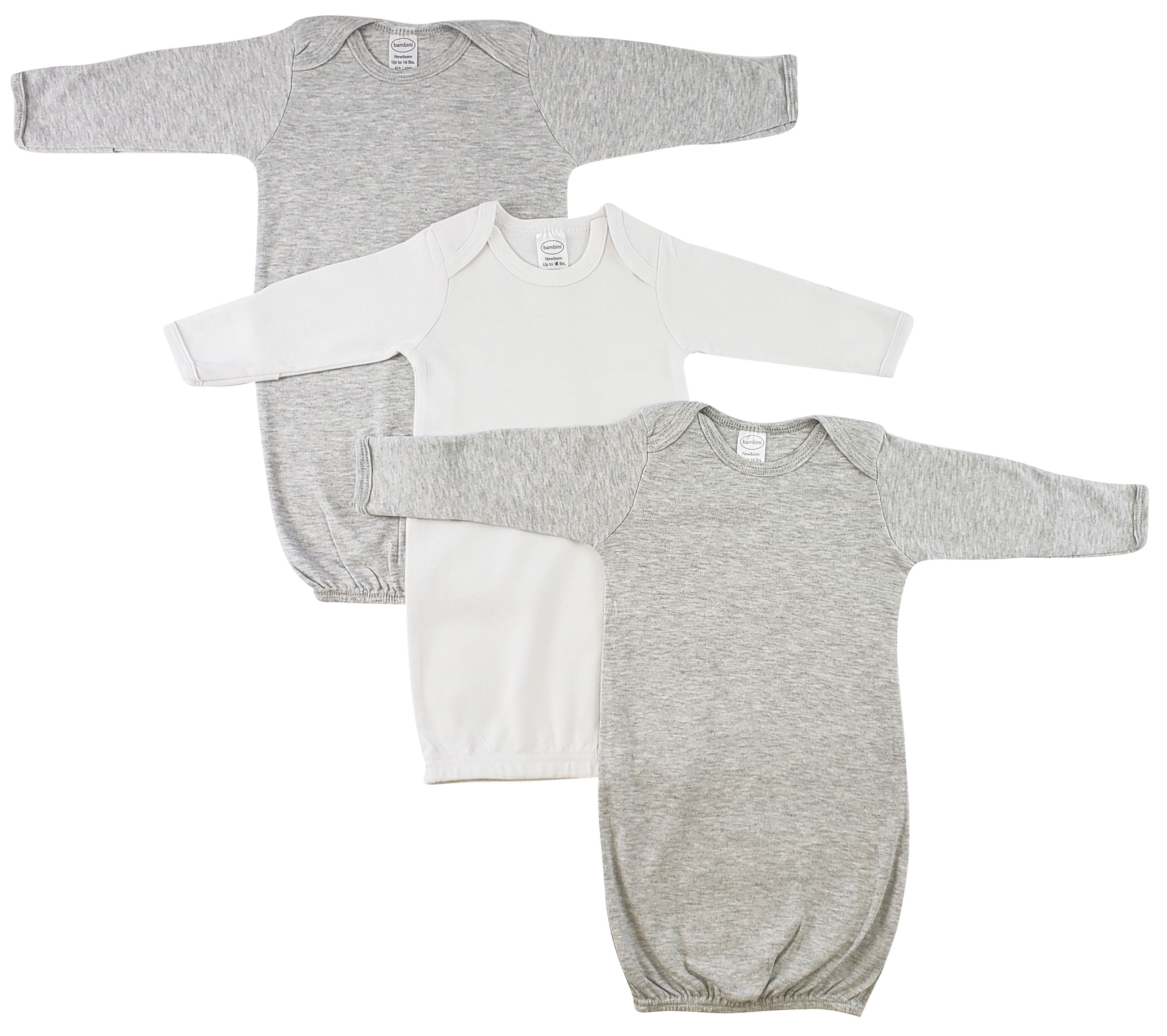 Bambini Newborn Baby Cotton Lap Shoulder Gowns Set, 3-Piece - Walmart.com