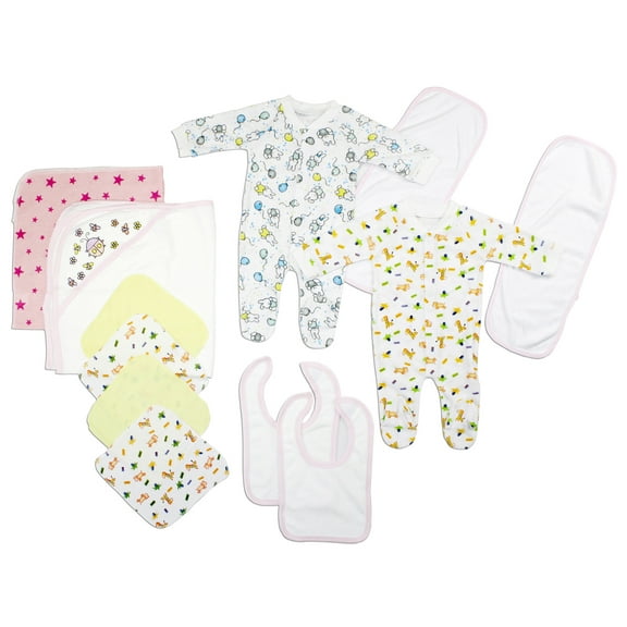 Bambini Newborn Baby Girls Shower Layette Gift Set, White/Pink, 16-Piece
