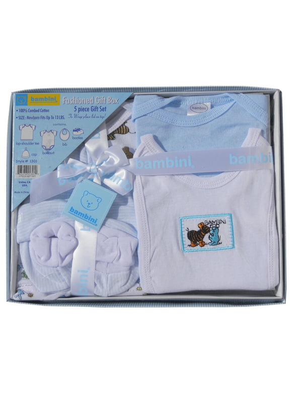 Bambini Newborn Baby Shower Layette Gift Box Set, 5pc (Baby Boys)