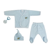Bambini Newborn Polyester Fleece Baby Layette & Gift Set, Blue, 4 pc