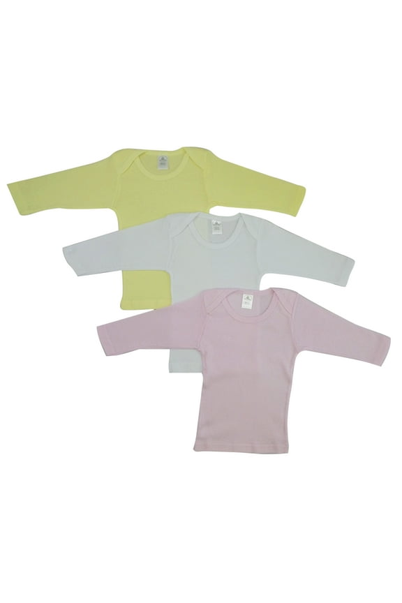 Pastel Long Sleeve Lap T-Shirts, 3pk (Baby Girls)